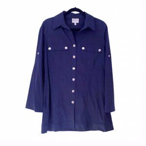 🔥SALE🔥 ARMANI VINTAGE Luxury Navy Button Down Blouse - Size 8 - S/M